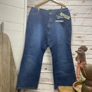 Deja Blue Stretch Denim Blue Jeans Women's PLUS Size 22 NWT Boot Cut Wide Leg